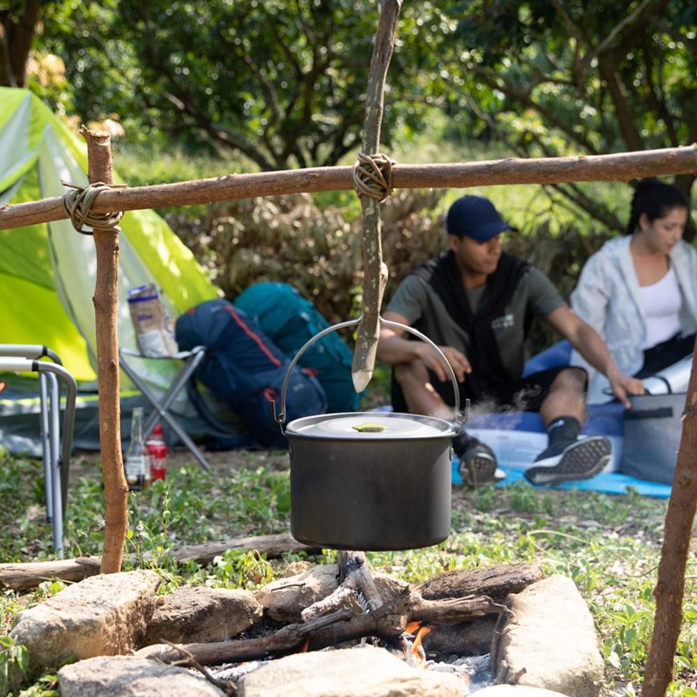 21-teiliges Camping-Kochgeschirr-Set | Stapelbares tragbares Kochgeschirr