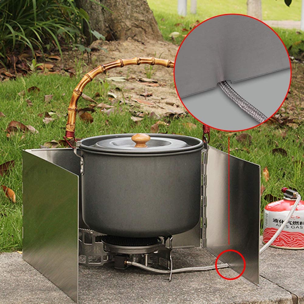 3 Platten Edelstahl Campingkocher Windschutzscheibe