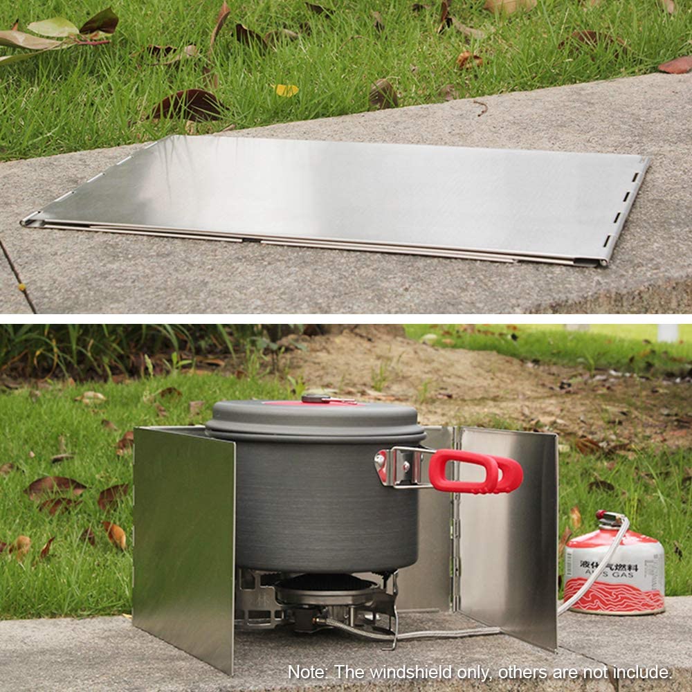 3 Platten Edelstahl Campingkocher Windschutzscheibe