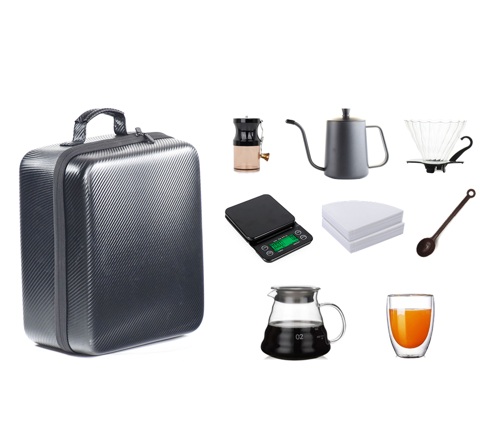 Manuelles Kaffeemühlen-Set für Outdoor-Camping mit Tragetasche