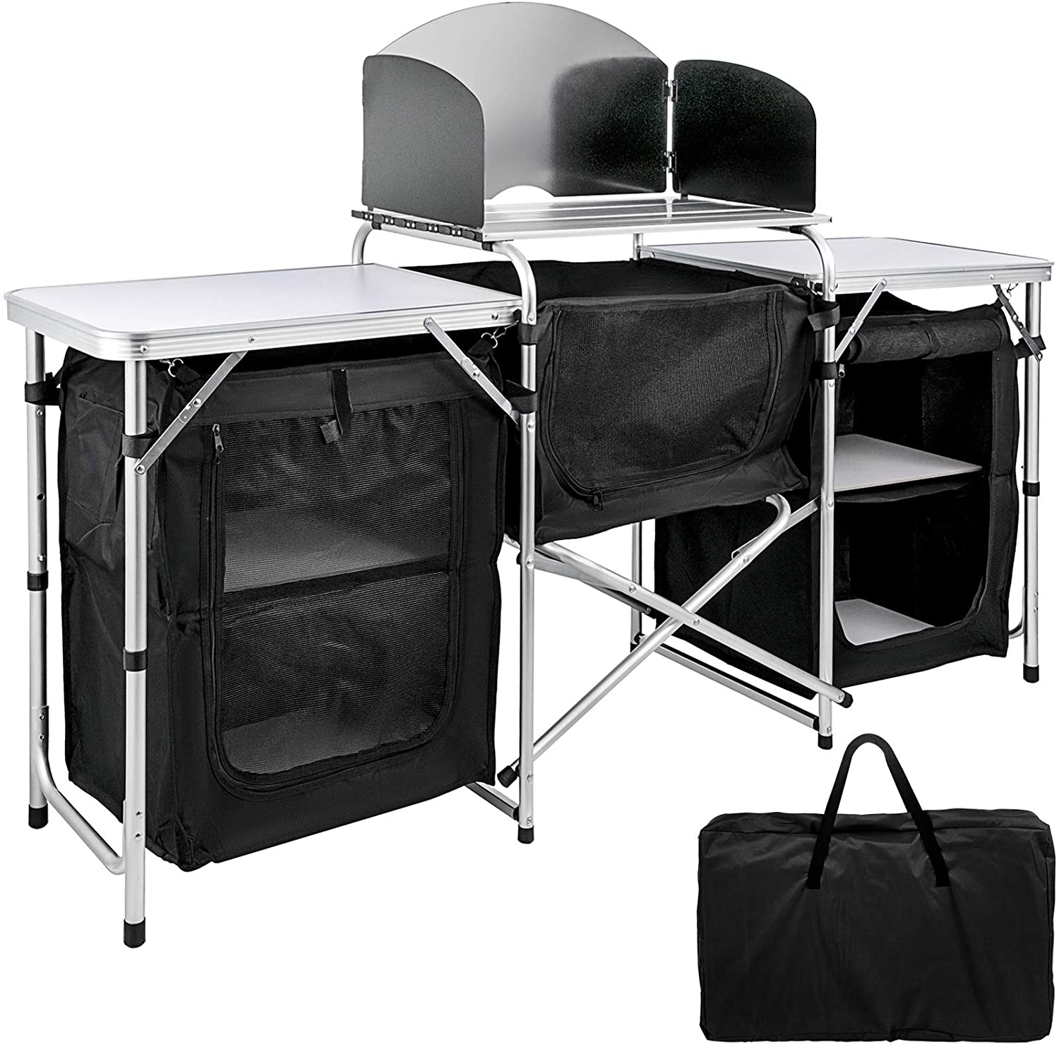 Tragbarer Camping-Grill-Picknick-Küchentisch mit Schranklagerung