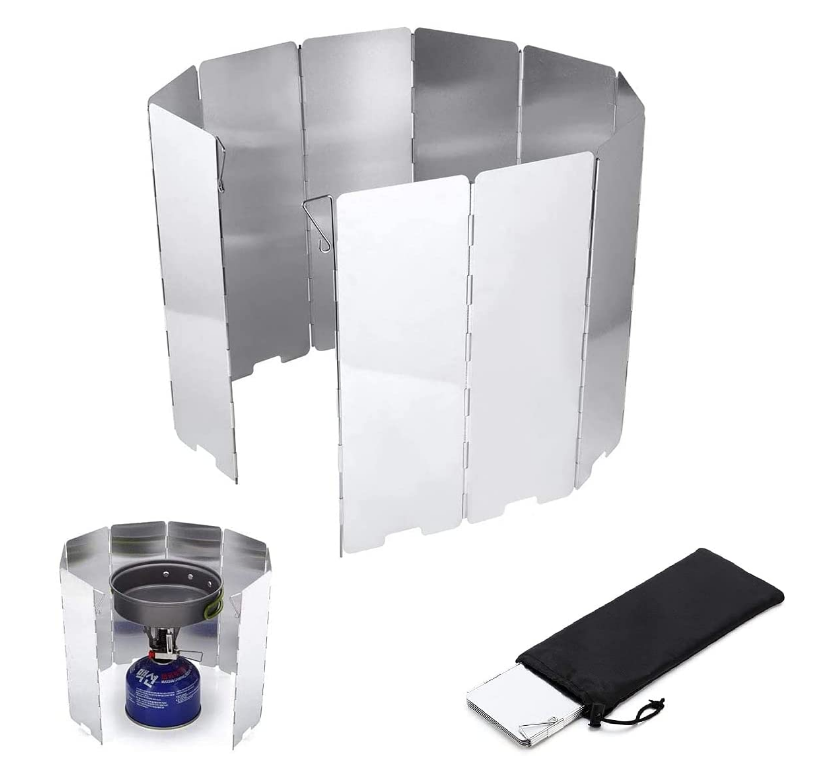 Windschutz für Campingkocher aus Aluminium mit Tragetasche