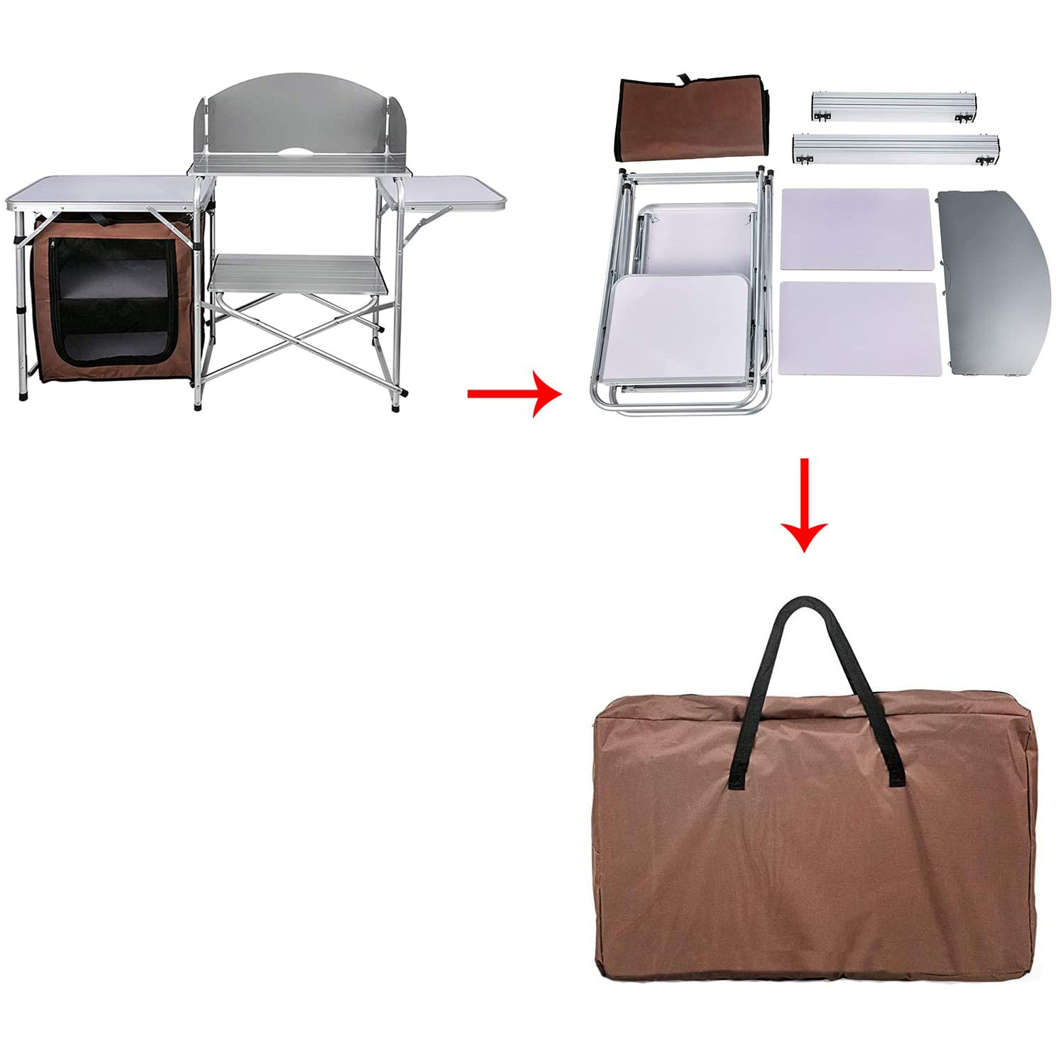 Kochtisch für Outdoor-Camping mit Aufbewahrungs-Organizer