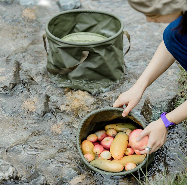 Faltbarer, runder tragbarer Eimer für Outdoor-Reisen und Camping