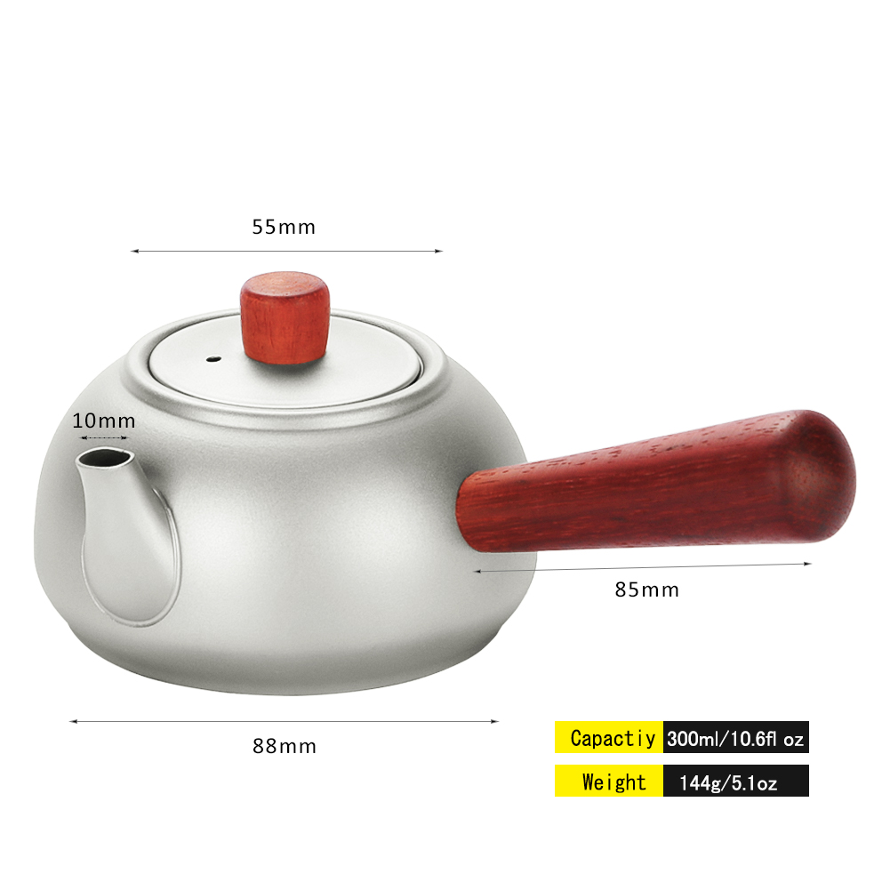 Outdoor-Teekannenset aus Titan mit 1 Teekanne, 1 Teedose und 3 Tassen