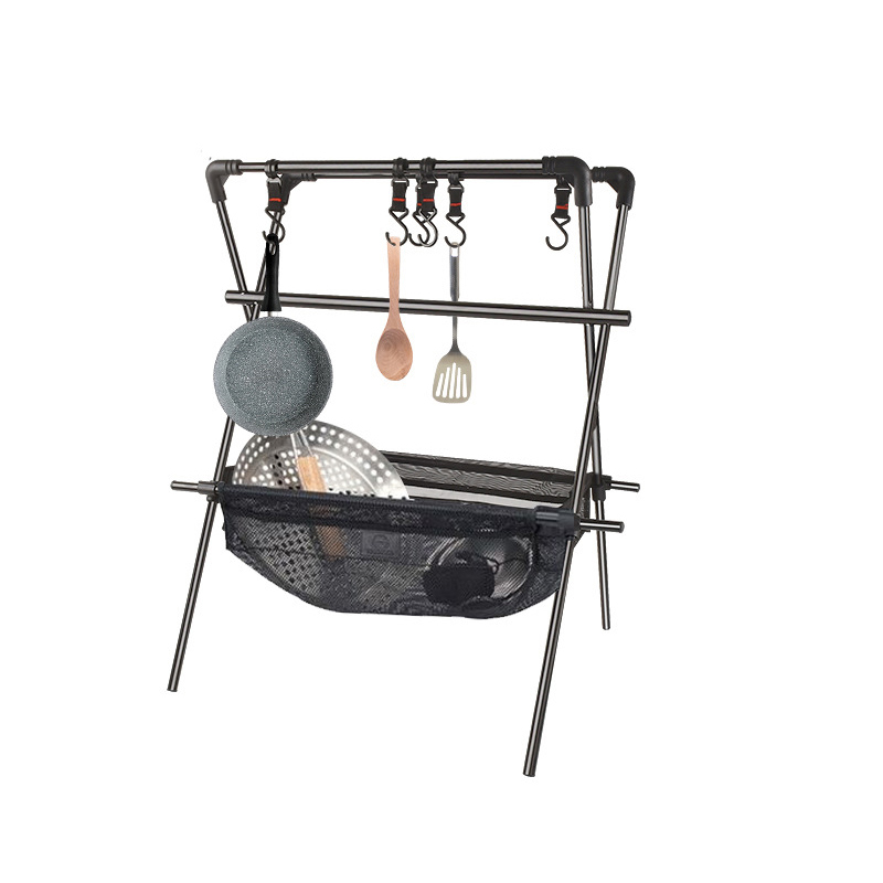 Mehrschichtiges Hängegestell für Camping-Kochgeschirr, dreieckiger Ständer aus Aluminium