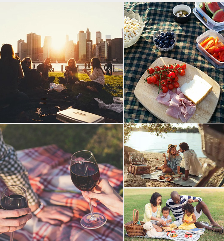 Extragroße Picknickunterlage in Gingham-Optik, mehrere Farben