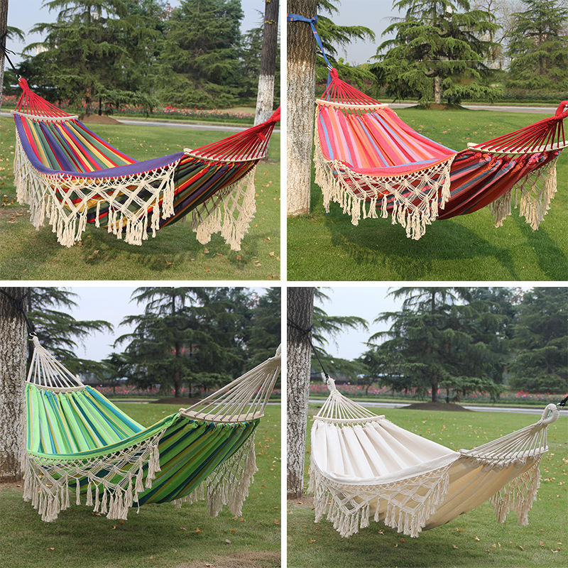 Outdoor Indoor Fringe Hängematten Camping Schaukel Hängematten mit Quasten