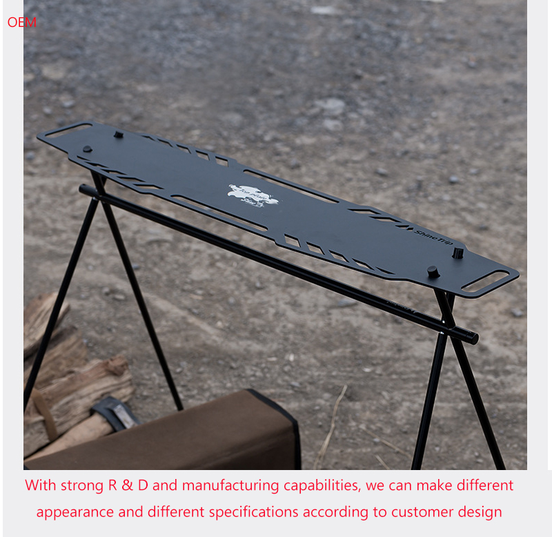 Faltbares dreieckiges Camping-Lagerregal aus Aluminium mit Tischplatte