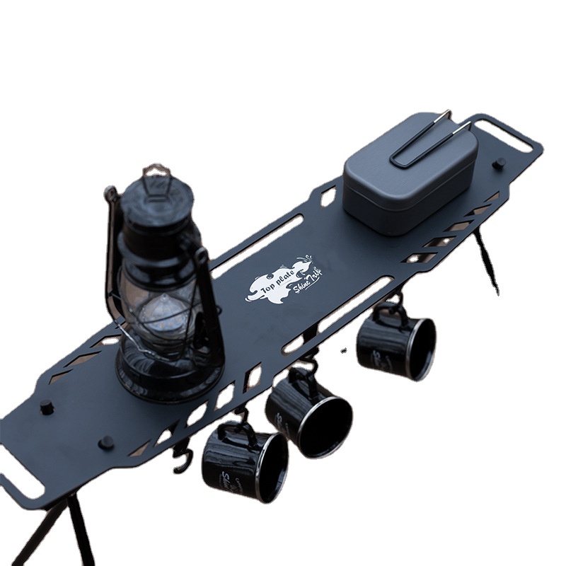 Faltbares dreieckiges Camping-Lagerregal aus Aluminium mit Tischplatte