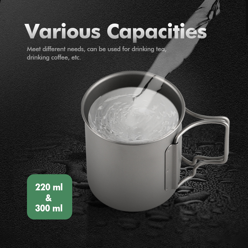 220 ml/300 ml ultraleichter Reisebecher aus Titan für Camping, Wandern und Angeln