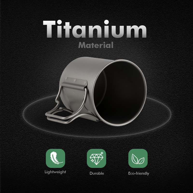 220 ml/300 ml ultraleichter Reisebecher aus Titan für Camping, Wandern und Angeln