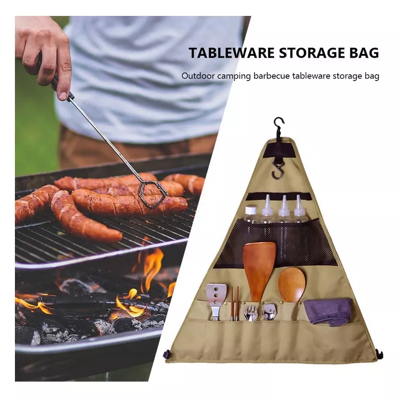 Dreieckige Gepäckträgertasche für Camping und Picknick im Freien, Aufbewahrungstasche für Kochgeschirr