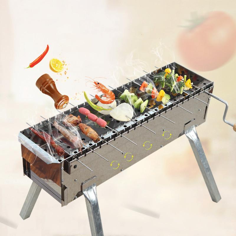 Holzkohlegrill aus Edelstahl mit 360°-Drehung