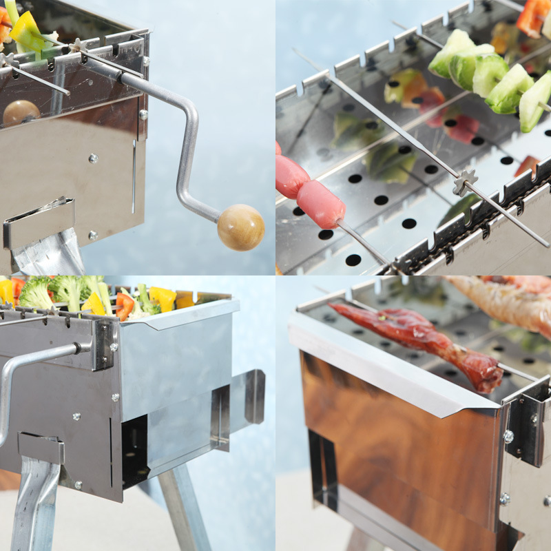 Holzkohlegrill aus Edelstahl mit 360°-Drehung