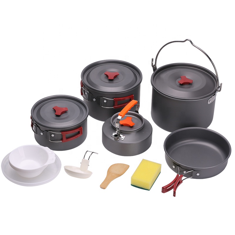 12-teiliges Camping-Kochgeschirr-Set – Topf- und Pfannenset für die Outdoor-Küche