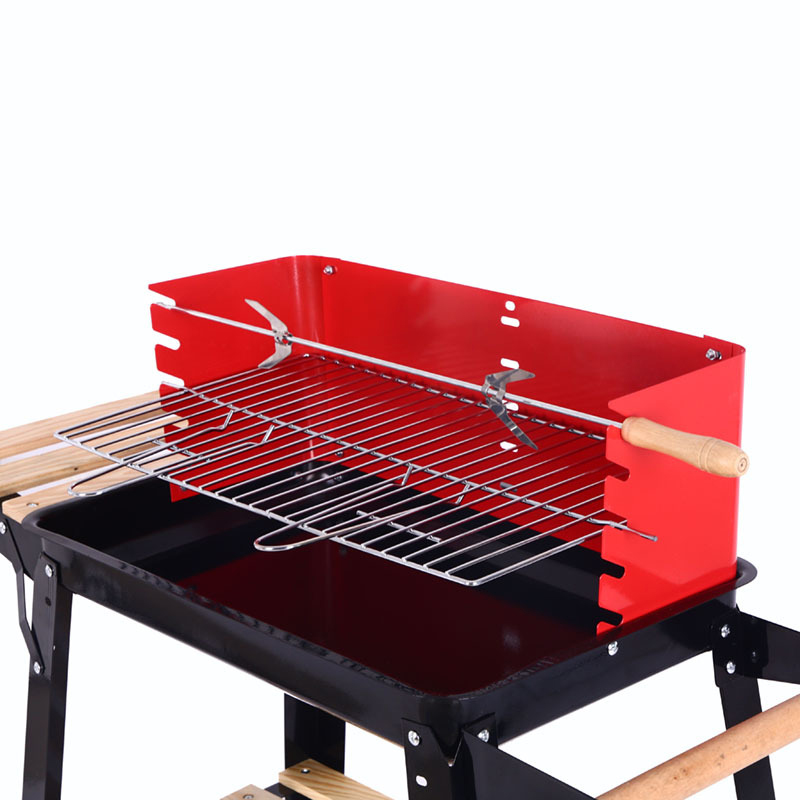 Tragbarer Außengrill aus Stahl auf Trolley
