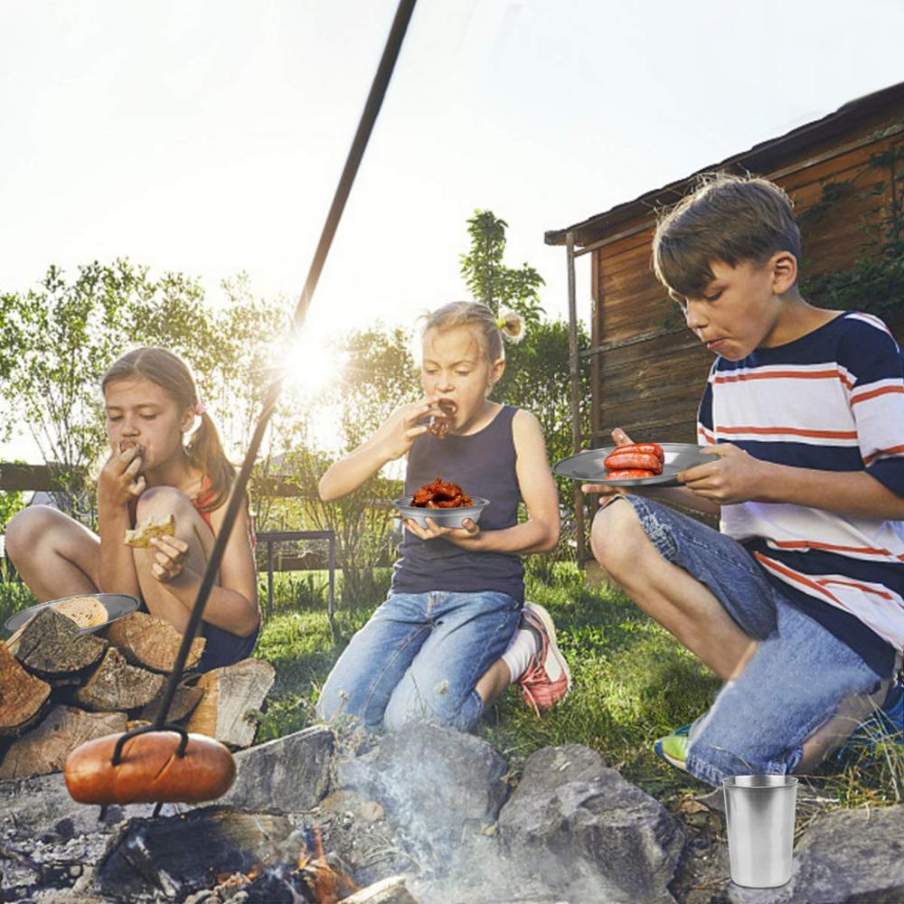 23-teiliges Campinggeschirr aus Edelstahl