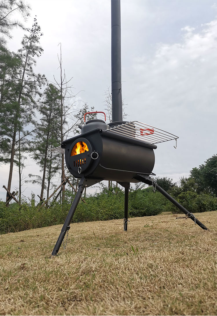 Tragbarer Holzofen für Zelte mit verstellbarem Kamin