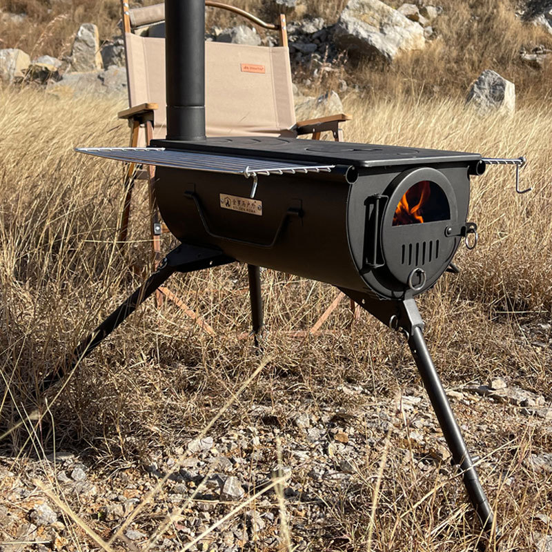 Tragbarer Holzofen für Zelte mit verstellbarem Kamin