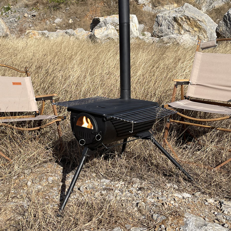 Tragbarer Holzofen für Zelte mit verstellbarem Kamin