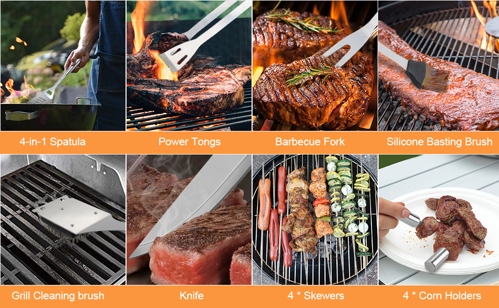 21-teiliges Grillset aus Edelstahl mit Koffer