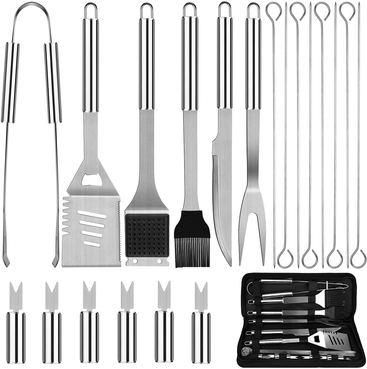 21-teiliges Grillset aus Edelstahl mit Koffer