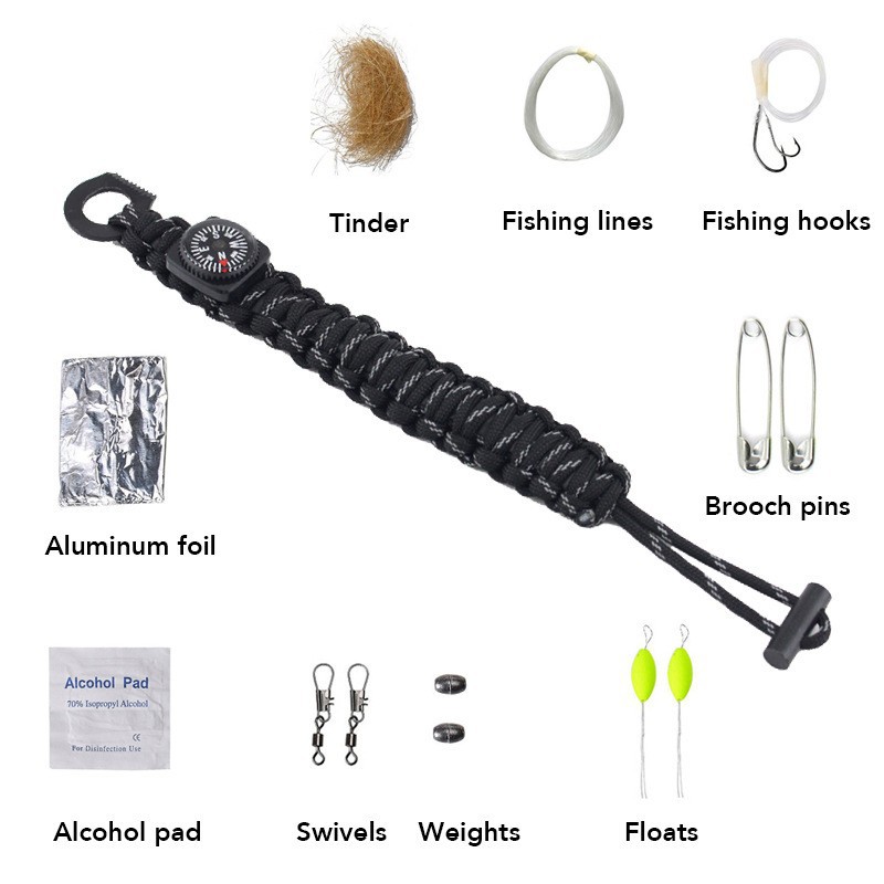 Outdoor Paracord Schlüsselanhänger Lanyard Taktische Bushcraft Survival Notfallausrüstung Feuerstein Feuerstarter Monkey Fist