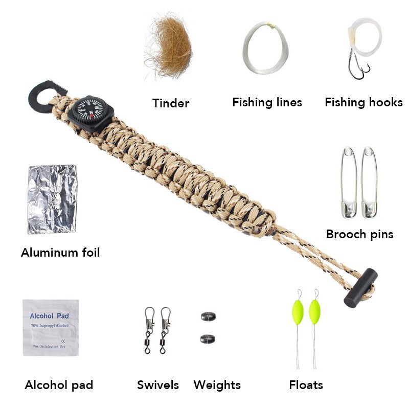 Outdoor Paracord Schlüsselanhänger Lanyard Taktische Bushcraft Survival Notfallausrüstung Feuerstein Feuerstarter Monkey Fist