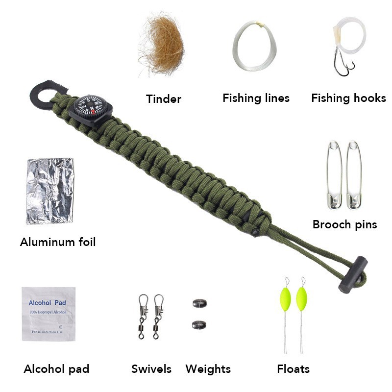 Outdoor Paracord Schlüsselanhänger Lanyard Taktische Bushcraft Survival Notfallausrüstung Feuerstein Feuerstarter Monkey Fist