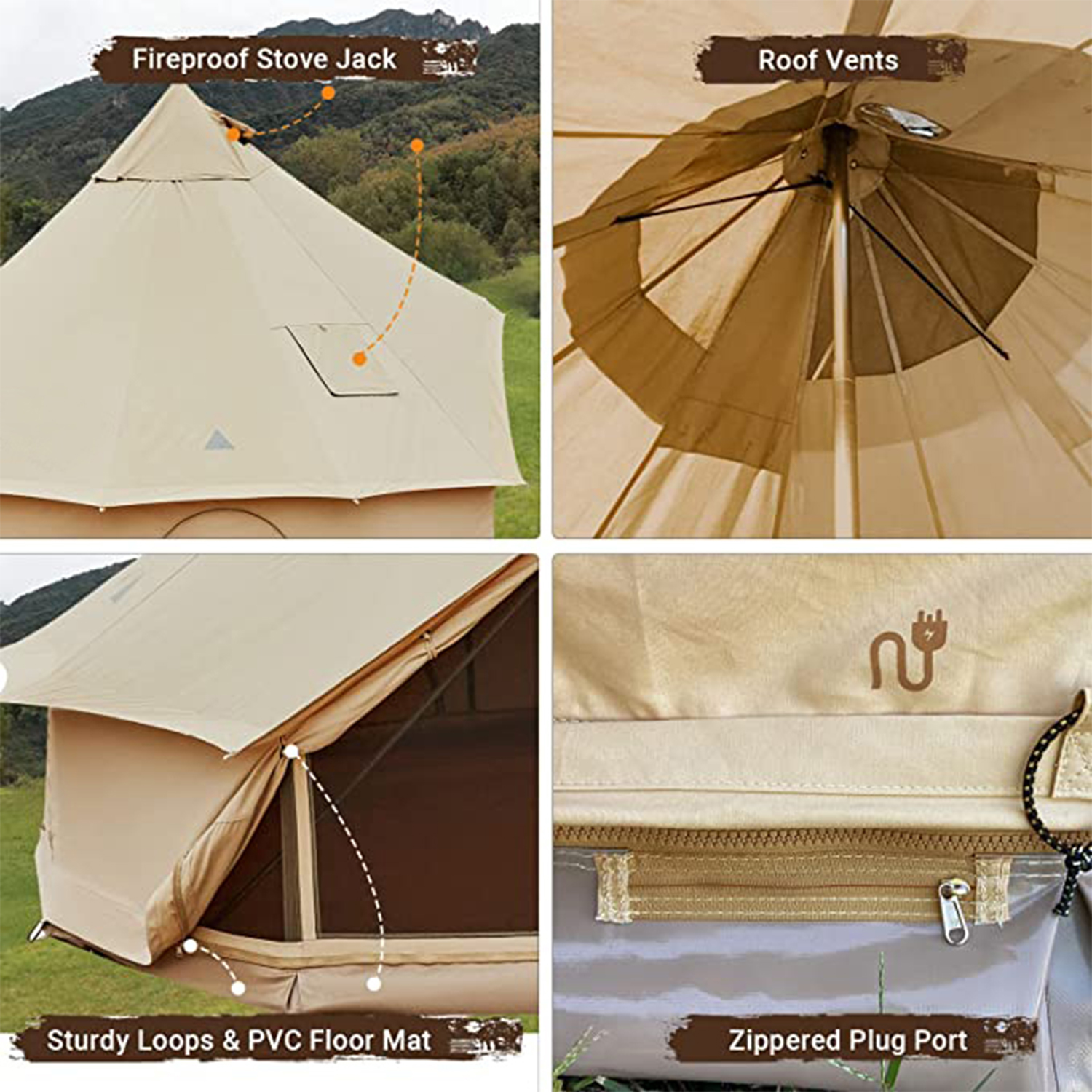 Luxuriöses Camping-Rundzelt aus Baumwoll-Canvas - Glamping-Jurtenzelt