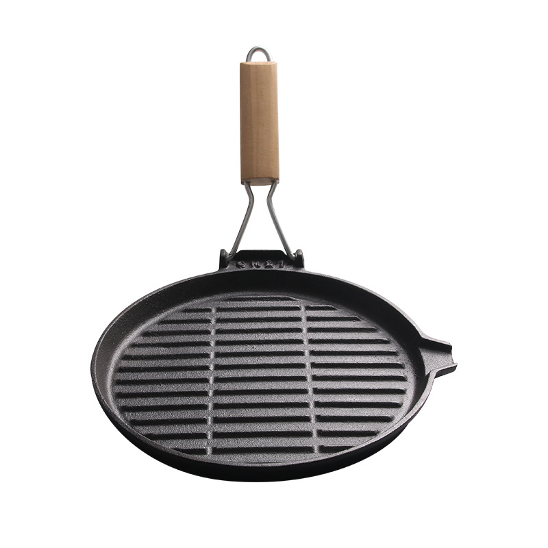 Gusseisen-Grillplatten und Grillpfanne mit klappbarem Griff