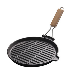 Gusseisen-Grillplatten und Grillpfanne mit klappbarem Griff