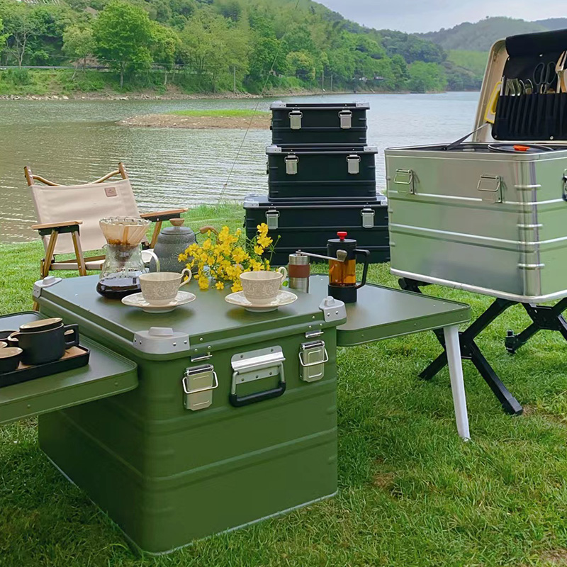 Aluminium Camping Küchenstation mit Aufbewahrungsbox und Klapptisch