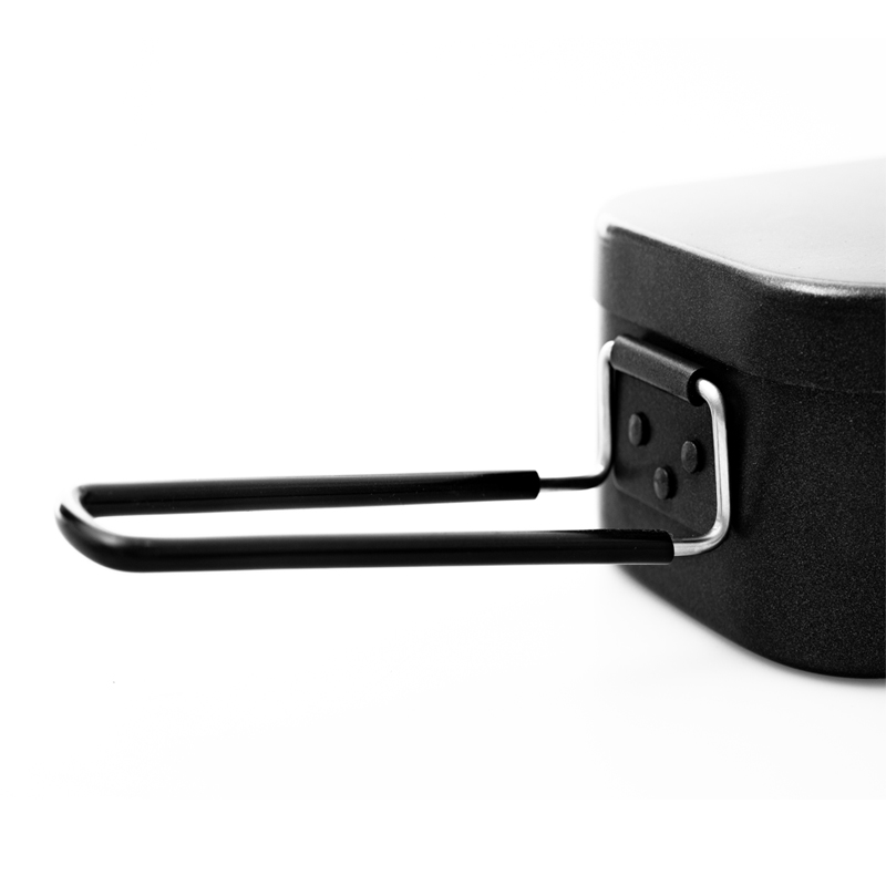 Schwarze Camping-Lunchbox aus Aluminium, Essgeschirr in Lebensmittelqualität mit Antihaftbeschichtung
