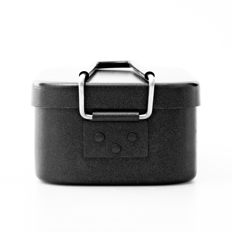 Schwarze Camping-Lunchbox aus Aluminium, Essgeschirr in Lebensmittelqualität mit Antihaftbeschichtung