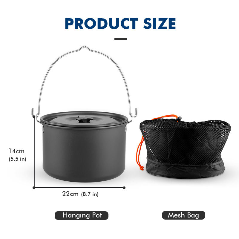 4L Outdoor Verdickt Aluminium Camping Hängen Töpfe Mit Antihaft-beschichtung