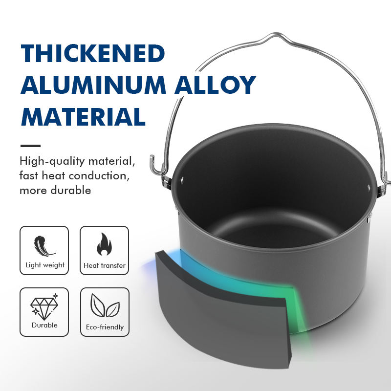 4L Outdoor Verdickt Aluminium Camping Hängen Töpfe Mit Antihaft-beschichtung