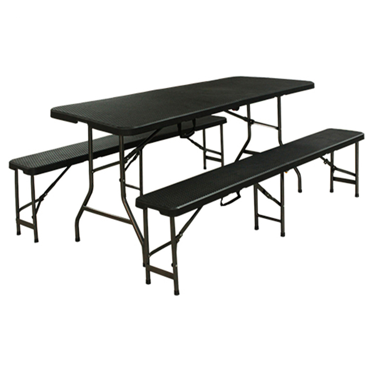 Klappbarer Bocktisch aus Polyrattan, 180 cm, Schwarz