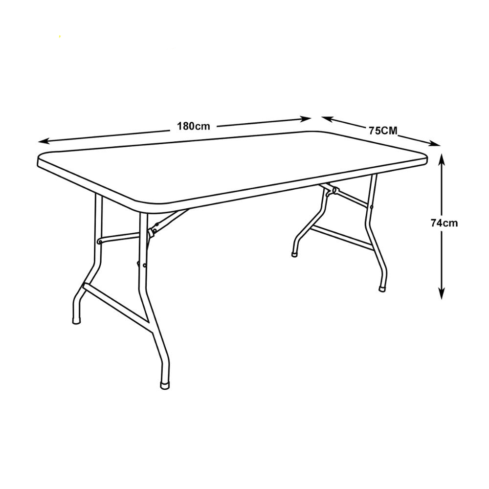 Klappbarer Bocktisch aus Polyrattan, 180 cm, Schwarz