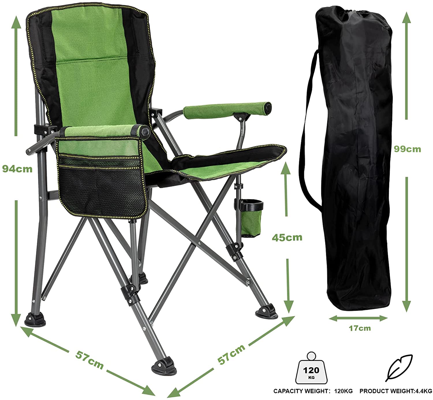 Klappstuhl für den Außenbereich zum Angeln, Camping und Grillpicknick im Garten