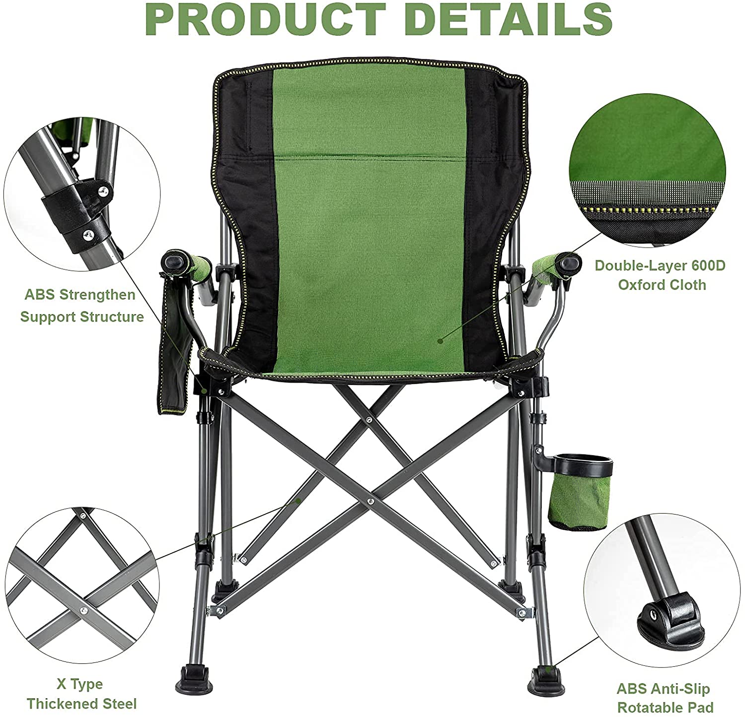 Klappstuhl für den Außenbereich zum Angeln, Camping und Grillpicknick im Garten