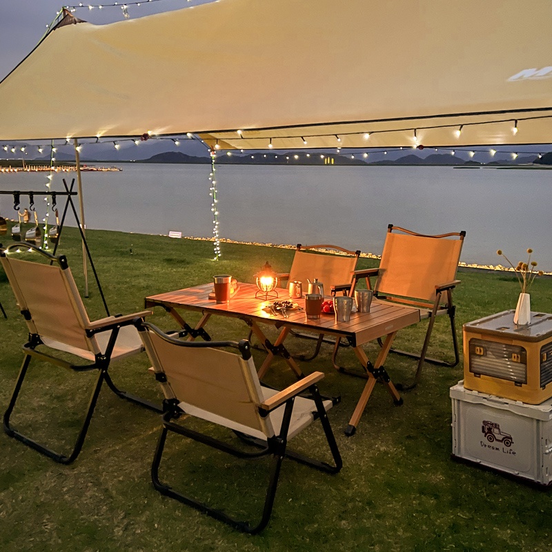 Klappbarer, aufrollbarer Campingtisch aus Aluminium für Outdoor, Picknick, Grillen und Reisen