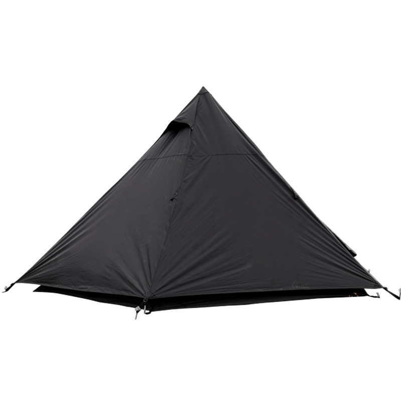 Schwarzes 6-Personen-Tipi-Zelt für Outdoor-Camping in Pyramidenform