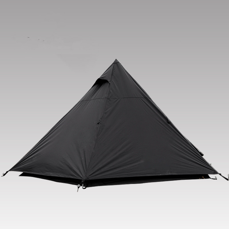 Schwarzes 6-Personen-Tipi-Zelt für Outdoor-Camping in Pyramidenform