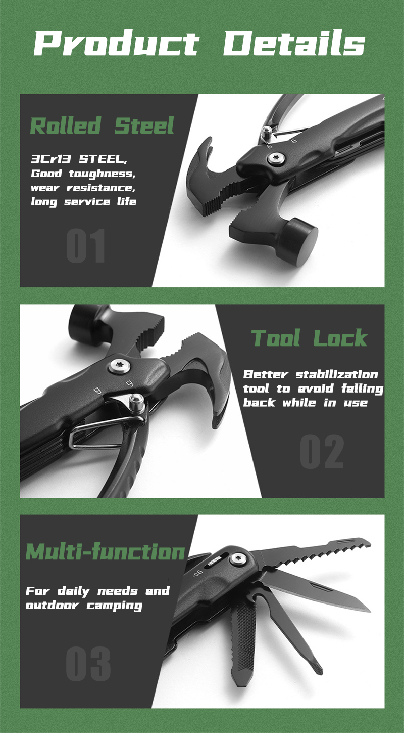 Multitool Campinghammer mit Zange
