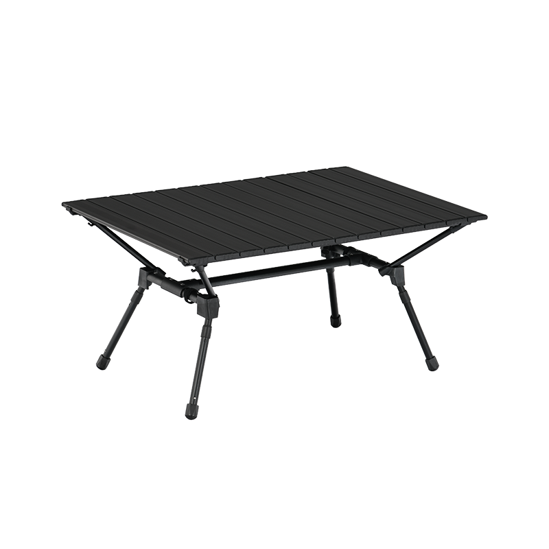 Schwarzer, tragbarer, höhenverstellbarer Campingtisch aus Aluminium