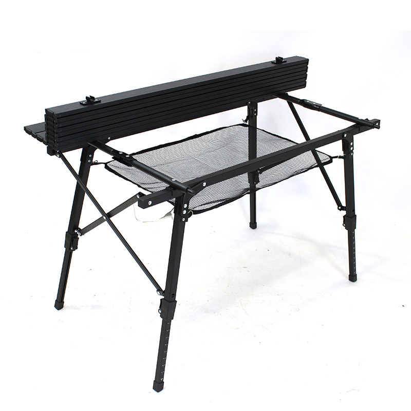 90 cm schwarzer aufgerollter Aluminium-Campingtisch mit Aufbewahrungstasche
