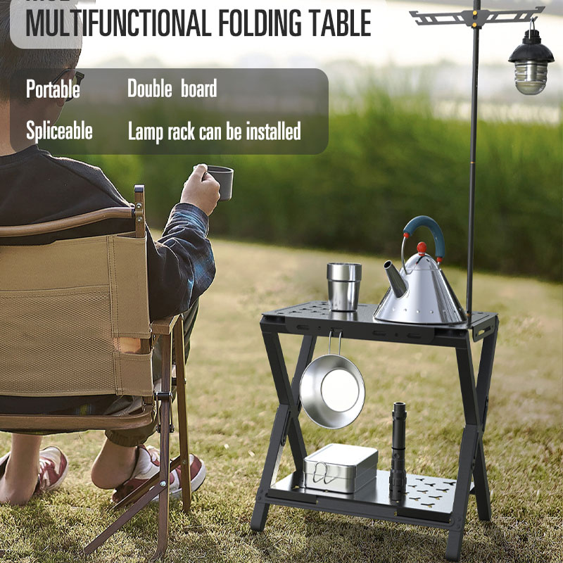 Klappbarer Esstisch mit Doppelplatte für Outdoor-Camping
