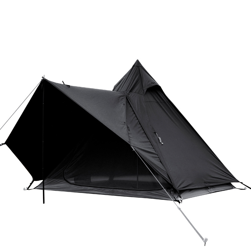 Wasserdichtes schwarzes Pyramidenturmzelt, indisches Sonnenschutz-Campingzelt